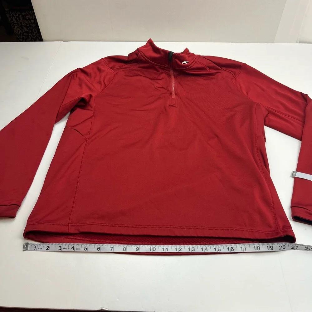 KJUS Men Diamond Fleece Half Zip Red Burgundy Pullover SZ Large Stretch Athletic
