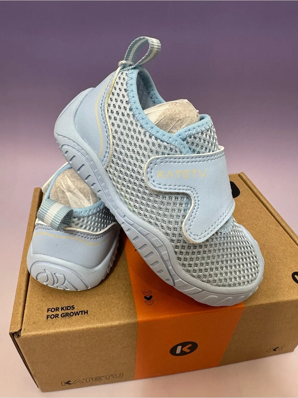 Caterpillar Light Blue Mesh Hook-and-Loop Kids Sneakers