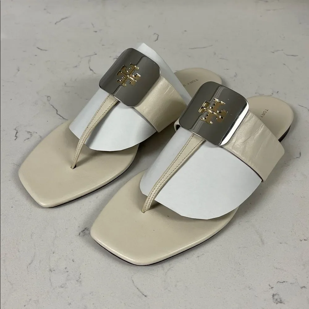 Tory Burch Georgia Thong Sandal (Women) Light Cream Size 8 Flip Flop
