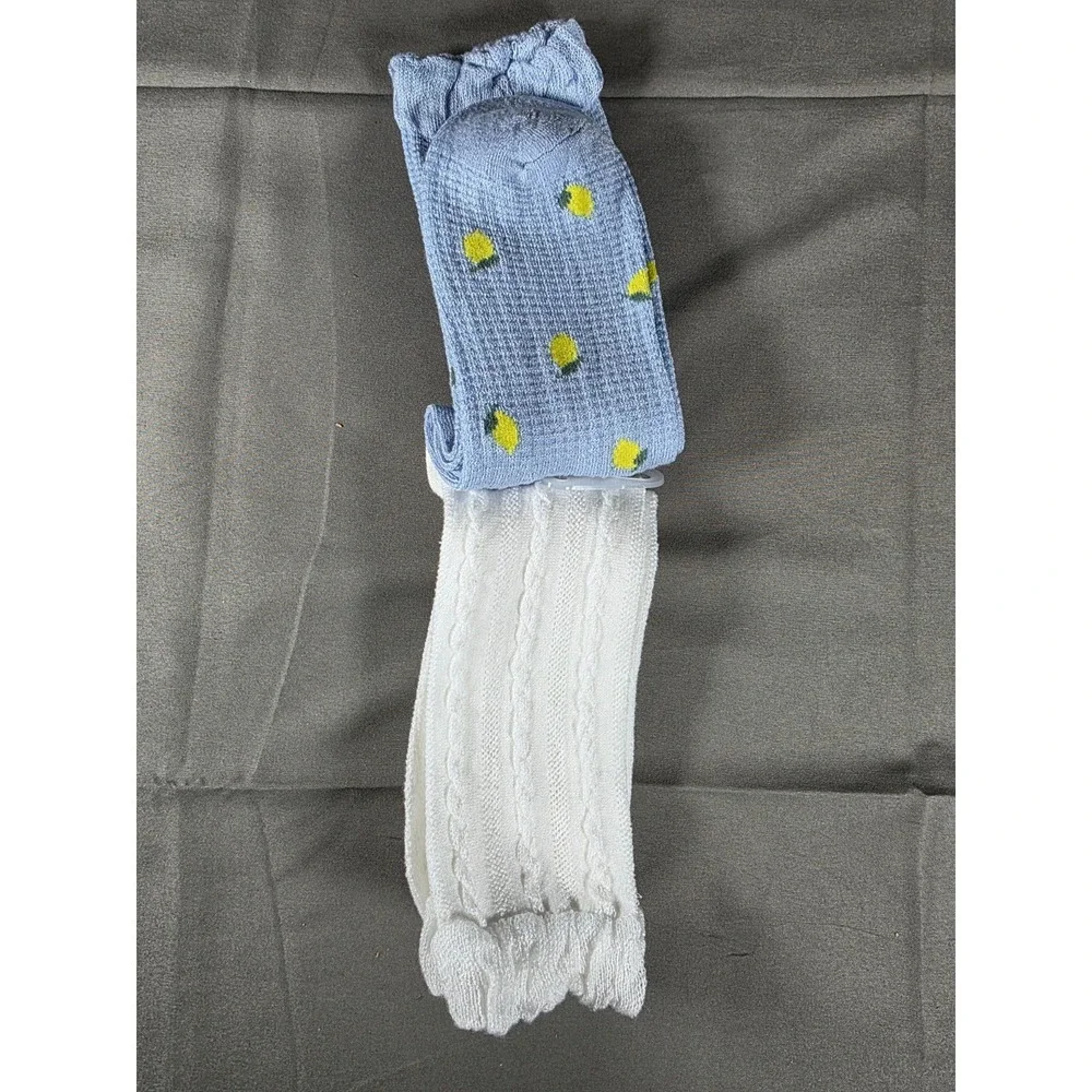 Women's Lemons 2pk Crew Socks with Ruffle Cuff - Auden Blue/White 4-10‎