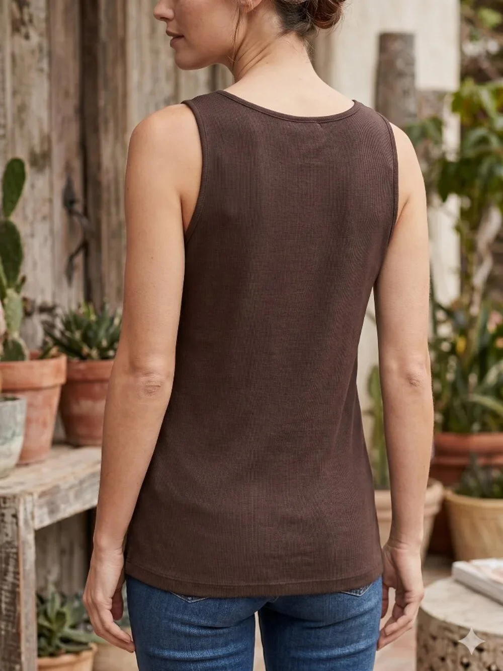 Chico's‎ Brown Geometric Sequin Sleeveless Tank Top