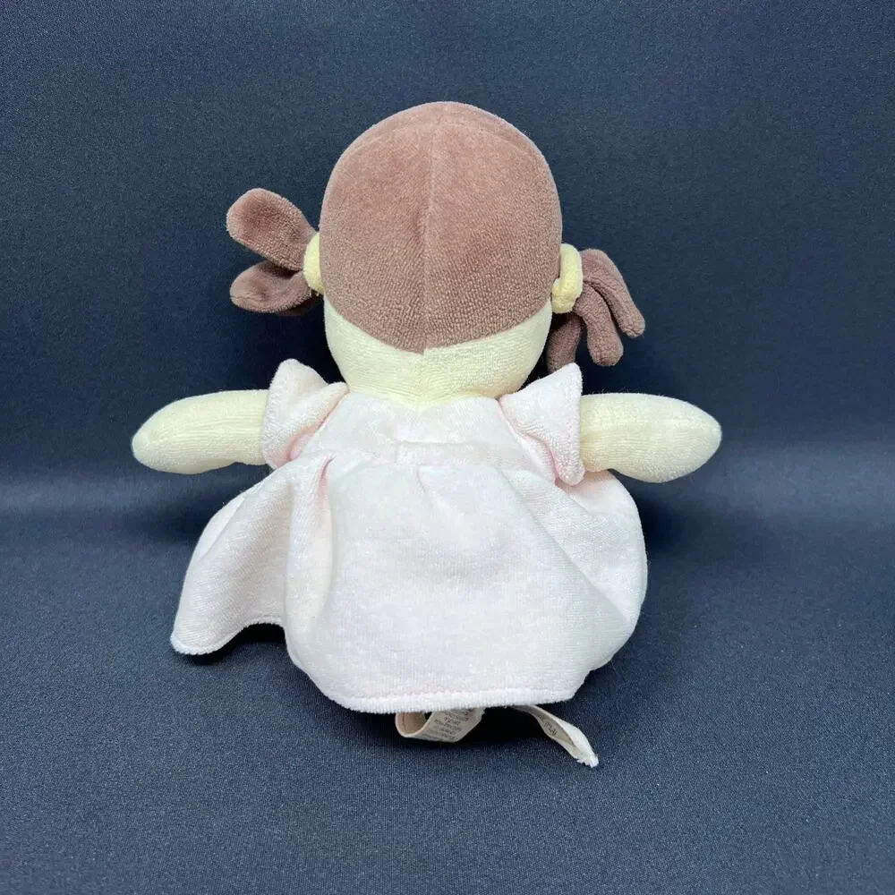Dandelion Plush Baby Doll Brunette Brown Hair Pigtails‎ Organic Cotton 10