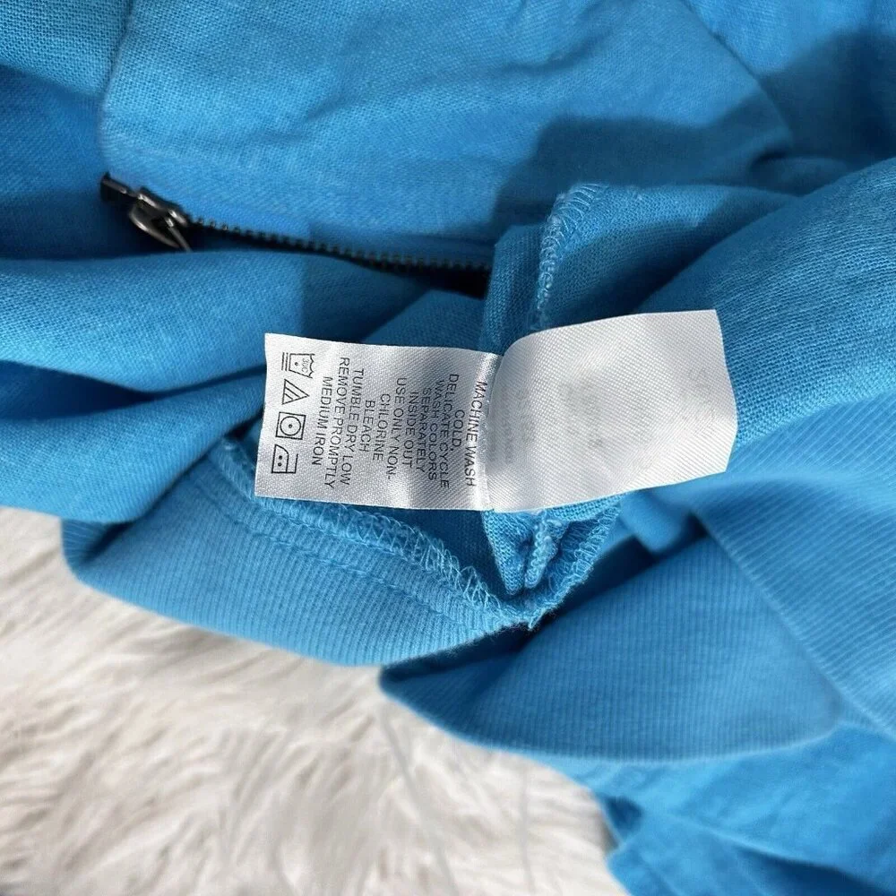Woman Within Size 2X (18 / 20) Jacket Zipper Front Linen Rayon Blend Cyan Blue‎