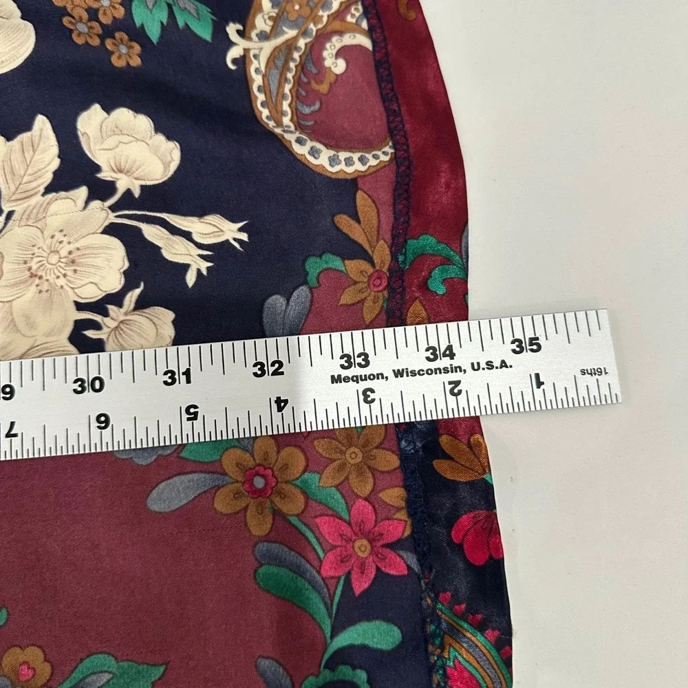 Vintage California Dynasty Silky Robe Large L Floral Paisley Kimono Duster Open