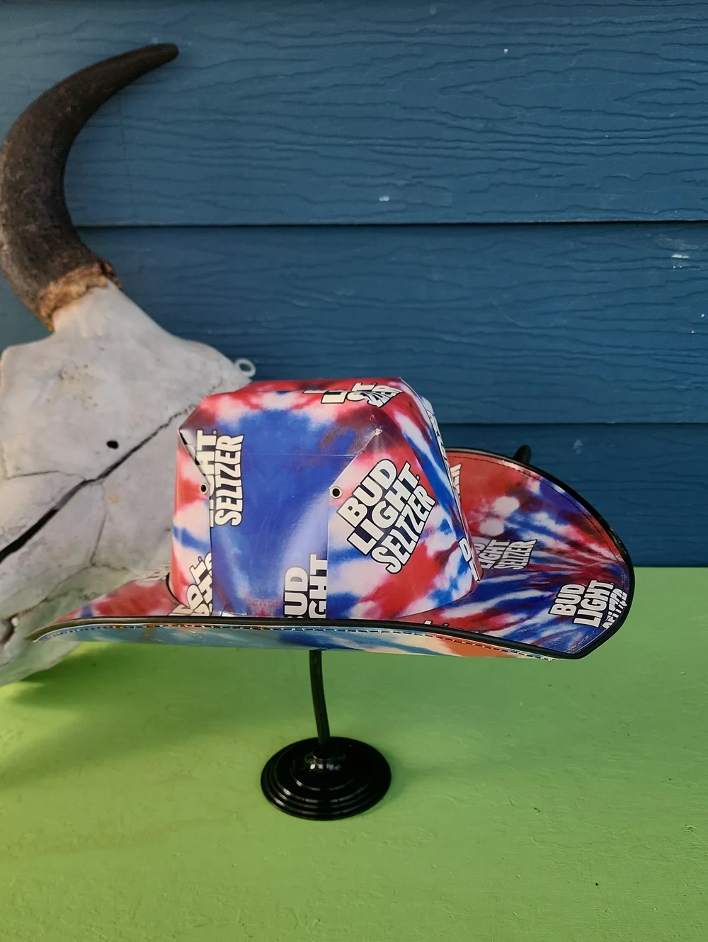 Bud Light Seltzer Americana Tie-Dye Cardboard Cowboy Hat OSFM Festival