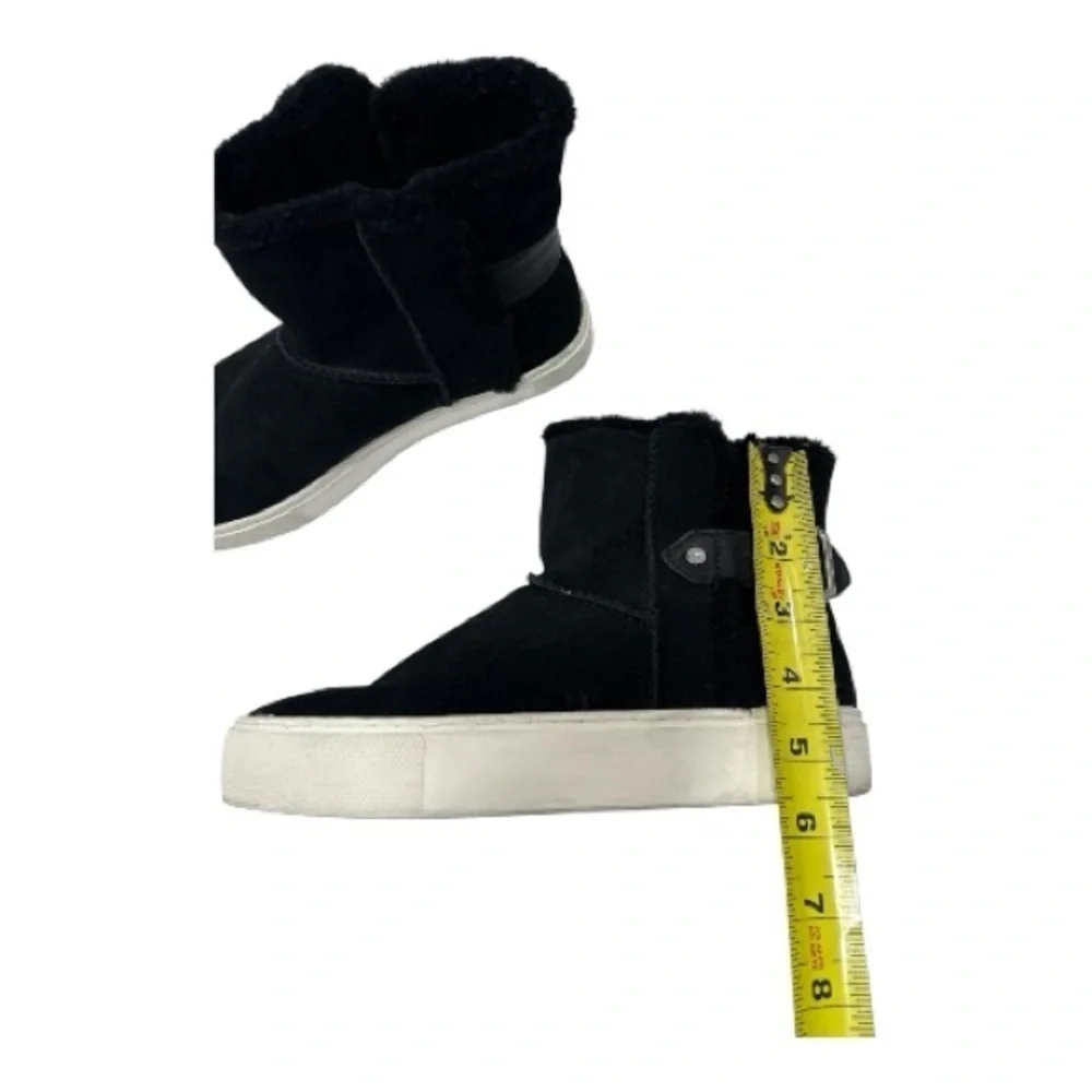 UGG Aika Mid-Height Flat Boots Black Genuine Suede Booties Fur Lining Size 6.5