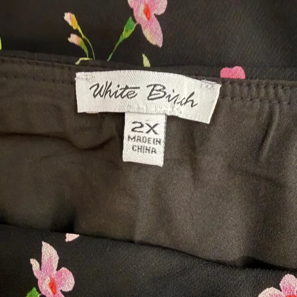 WHITE BIRCH Flat Front, Lined Floral Midi Skirt, NWOT! Size 2X