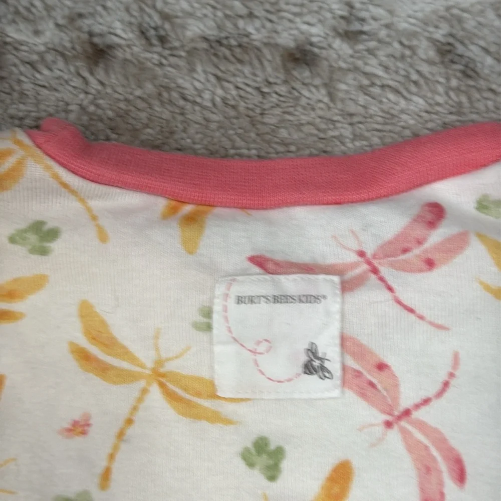 Burt’s Bees Kids long sleeve shirt girls 2T pastel dragonfly four leaf clover