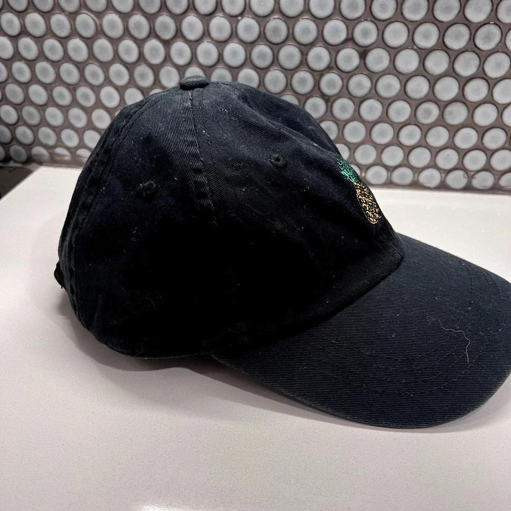 Pineapple Hat Cap Black‎ Hat Strap Back Adjustable Adult Logo Fruit Unstructured