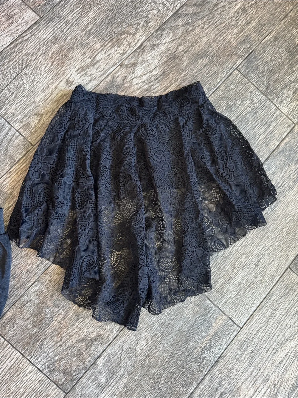 Black Lace Dance Costume Crop Top and Skirt Set