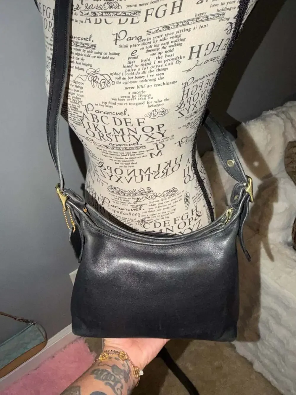 Vintage Coach Legacy Small Zip Hobo Bag in Black Leather Style 9136