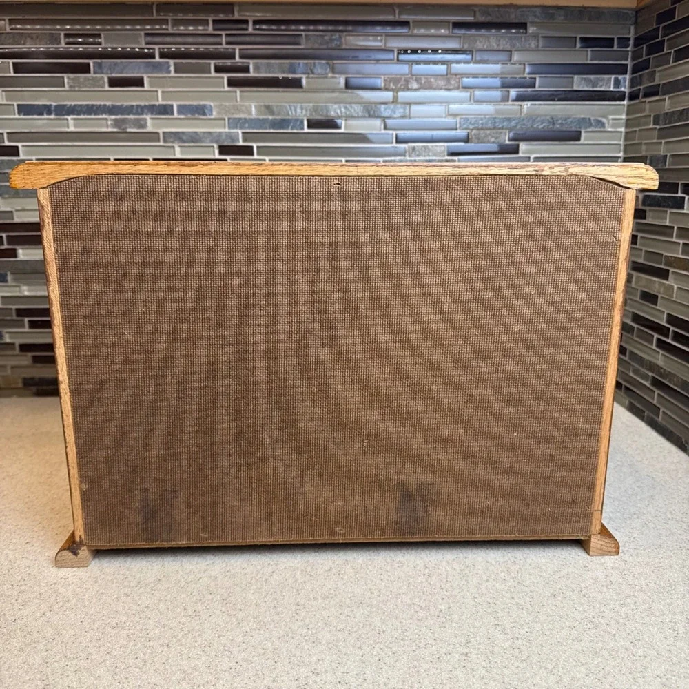 Vintage Solid Oak Roll Top Bread Box Handcrafted Amish Made Rustic Kitchen Decor