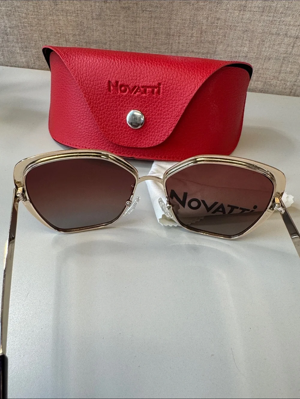 Authentic Novatti Reddish/Brown Gradient Italian Sunglasses NEW