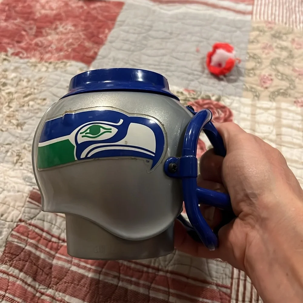 Vintage Seattle Seahawks helmet can insulator or mug
