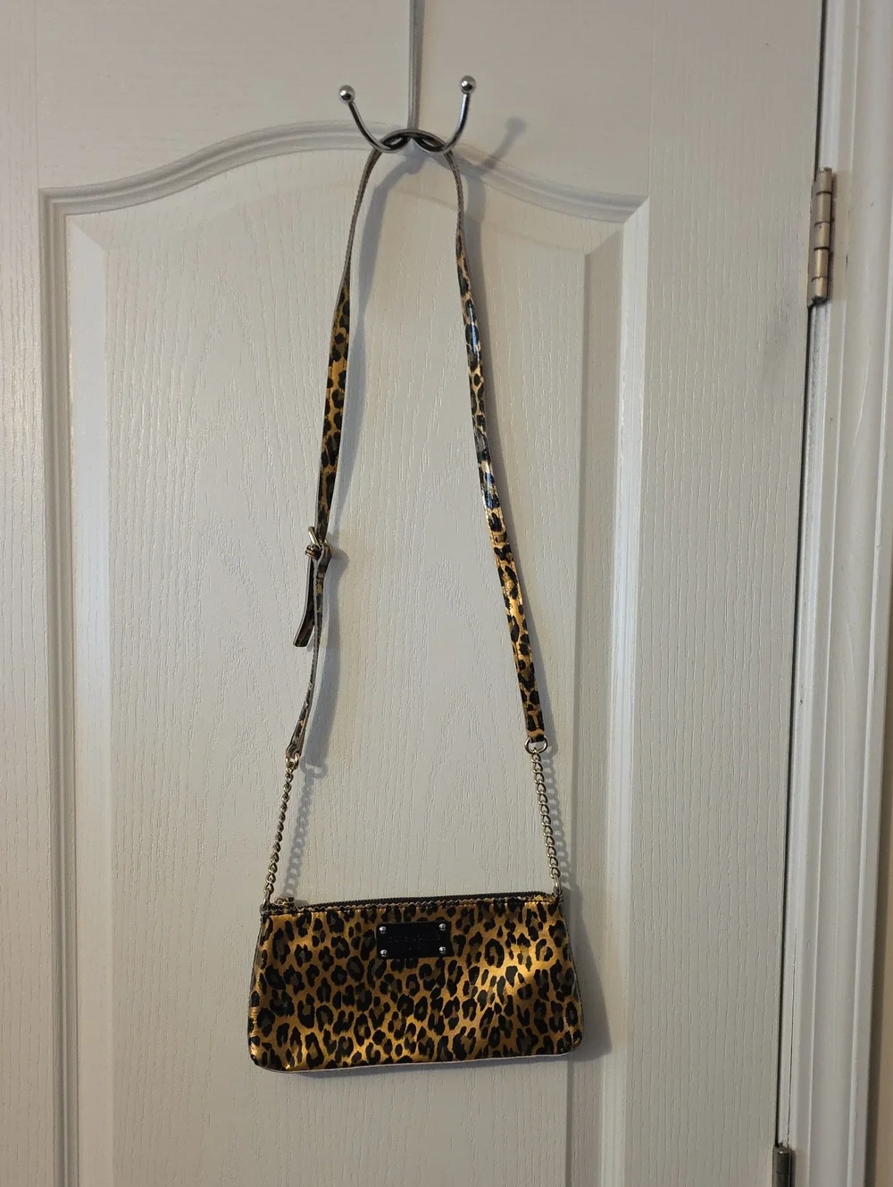 KATE SPADE LEOPARD PRINT CROSSBODY SHOULDER BAG - GOLD AND BROWN