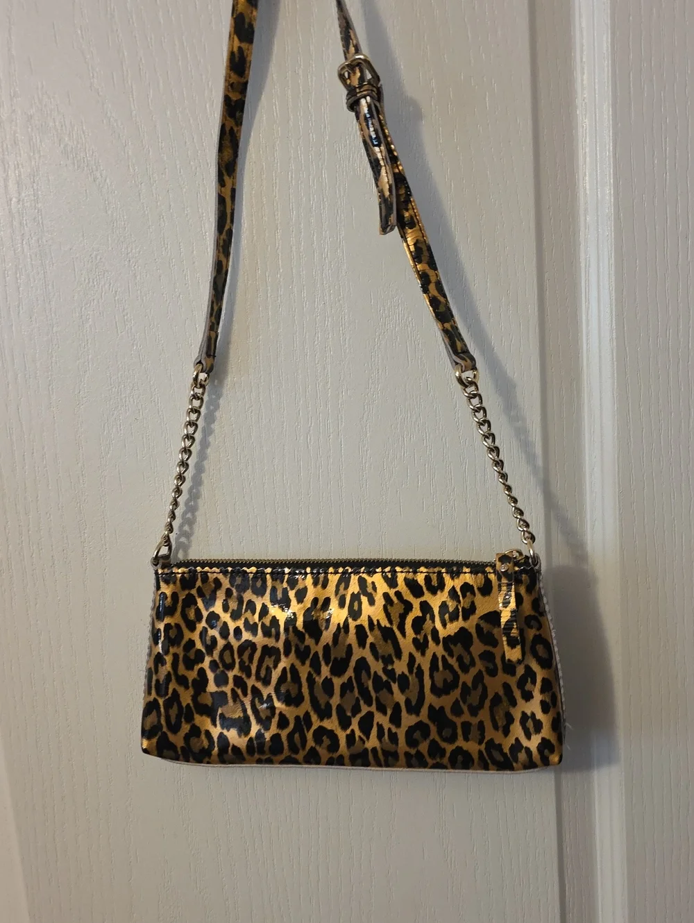 KATE SPADE LEOPARD PRINT CROSSBODY SHOULDER BAG - GOLD AND BROWN