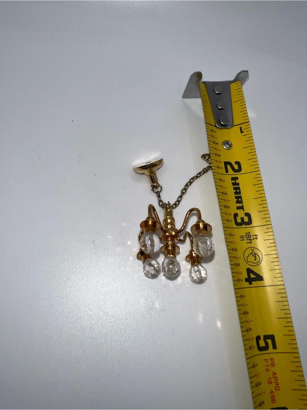 Miniature dollhouse gold-toned chandelier