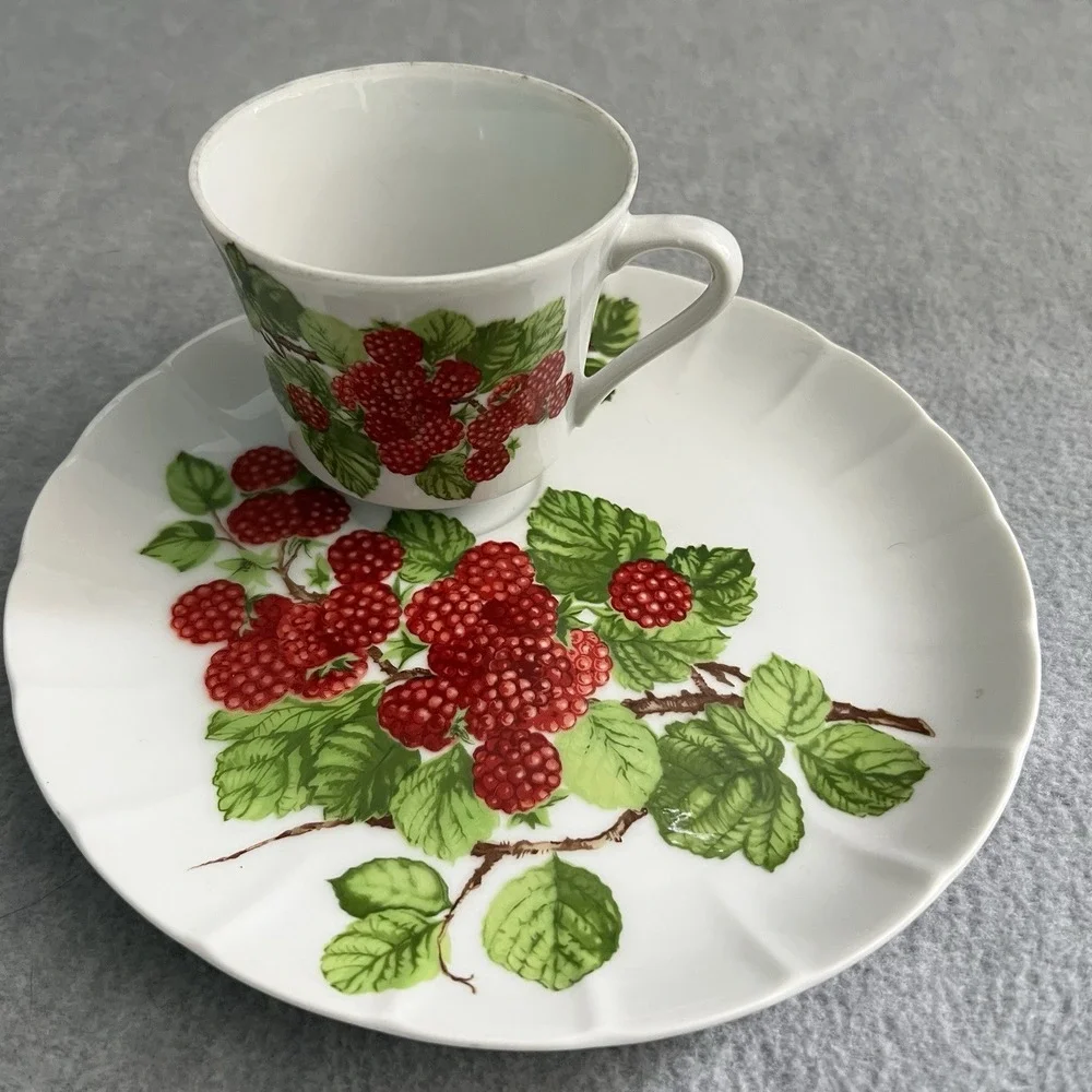 GROSEILLER ROUGE Dessert Snack Plates Tea Cups Mann‎ Vintage 1975 Set Brunch