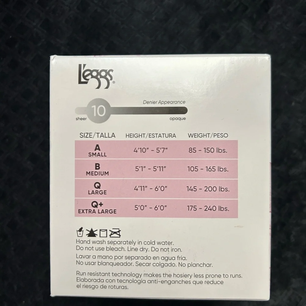 Leggs  B size Silken Mist in black Leg Control Top 8 Pairs Run Resistant