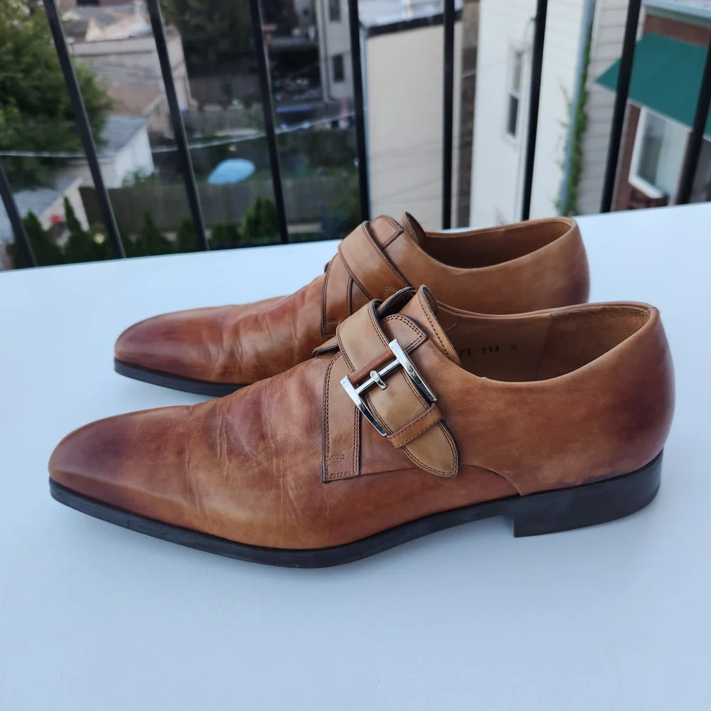Magnanni Leather Monk Strap Shoes Men's Size 11.5