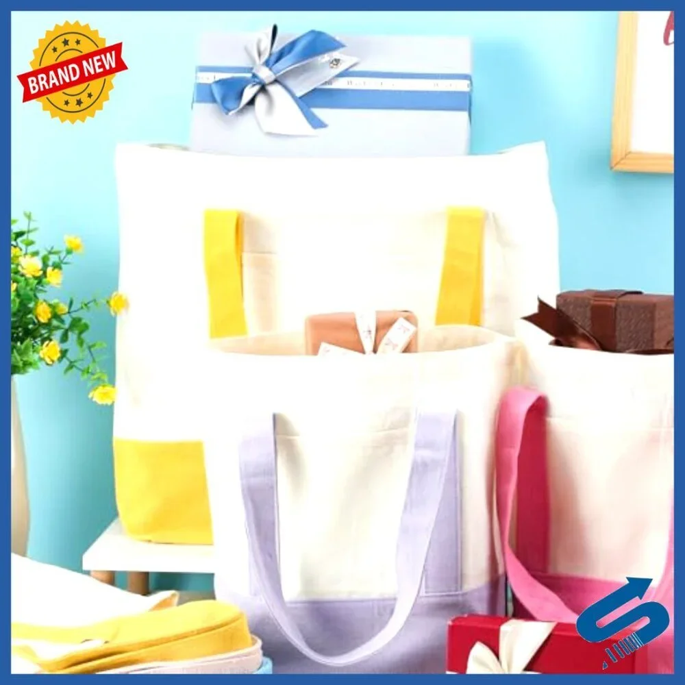 Heavy Duty Canvas Tote Bag with Pocket Reusable Grocery Shopping Bag