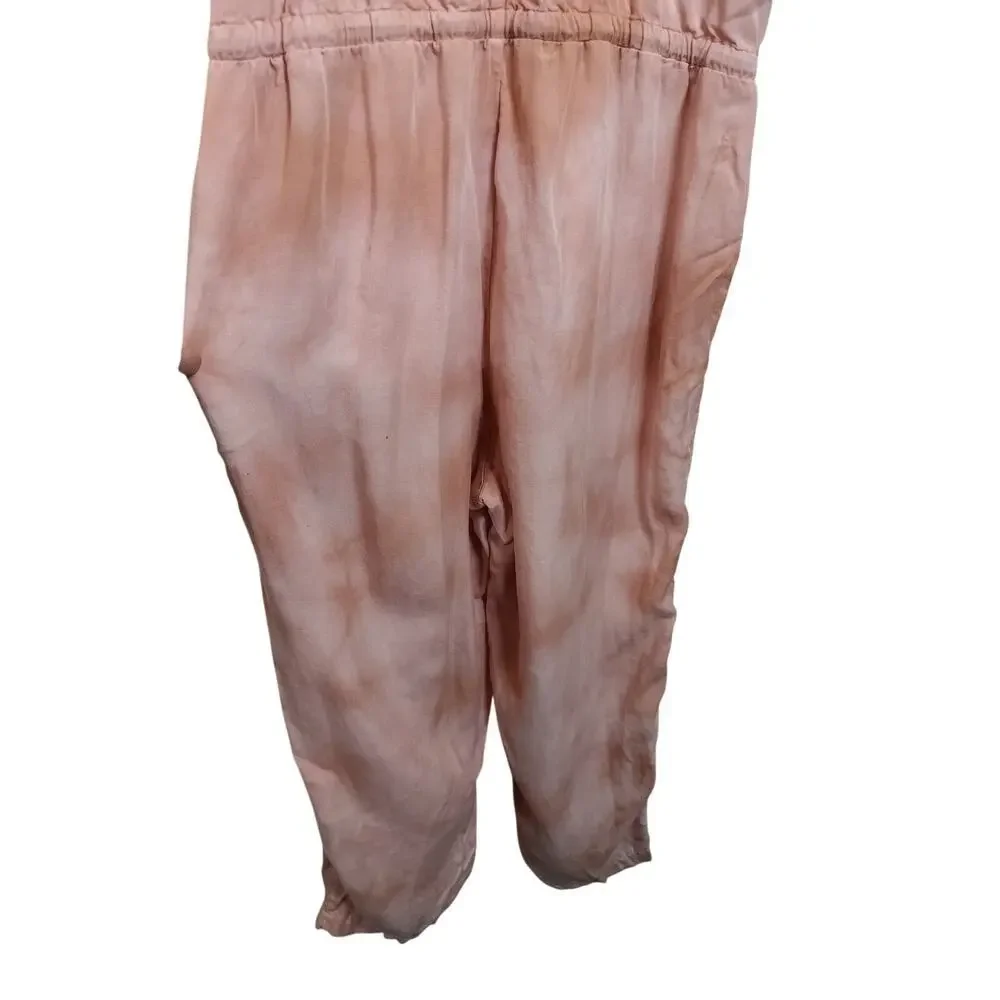 3535) Anthropologie Cloth & Stone Pink Tie Dye Tencel Jumpsuit Size Large