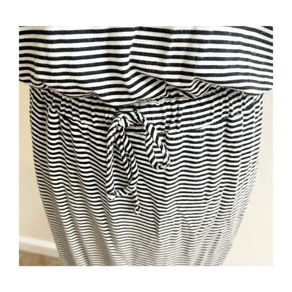 Anthropologie Striped Cowl Neck Mini Dress in Gray and White