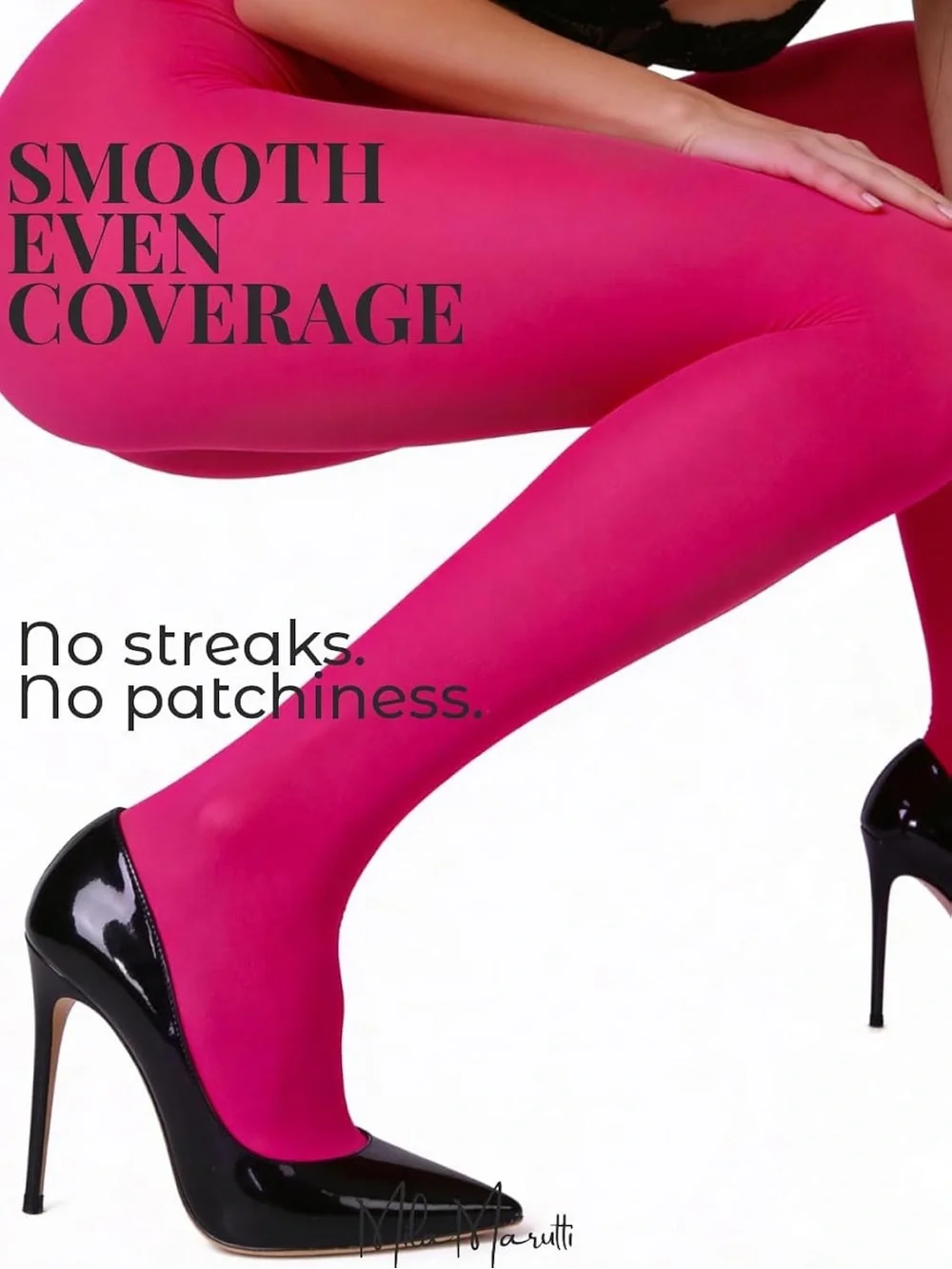 Mila Marutti - Women’s Hot Pink Opaque Tights Soft Stockings Pantyhose - Large