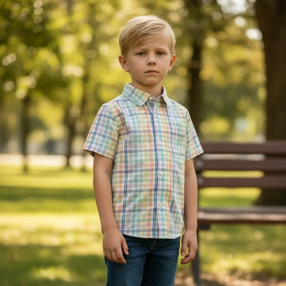 The Children's Place white Multicolor Plaid Button Down‎ Shirt