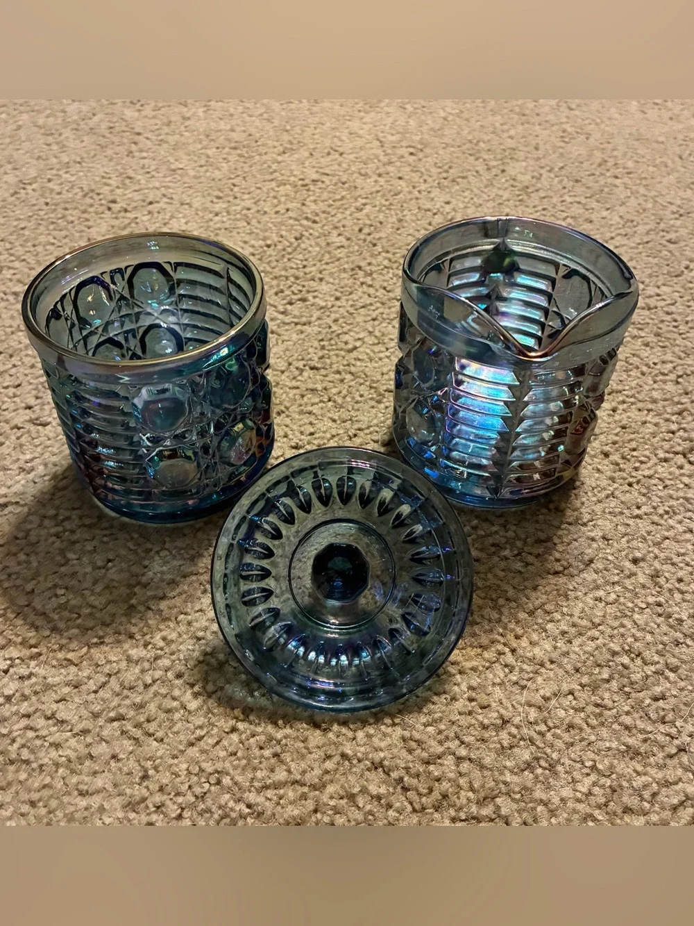 Indiana Glass iridescent blue