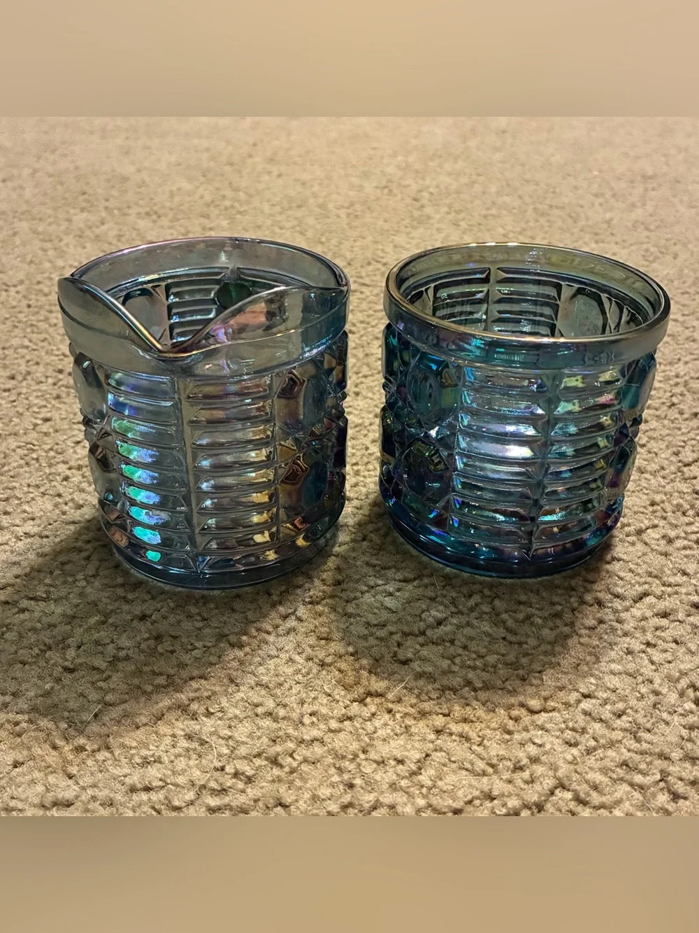 Indiana Glass iridescent blue