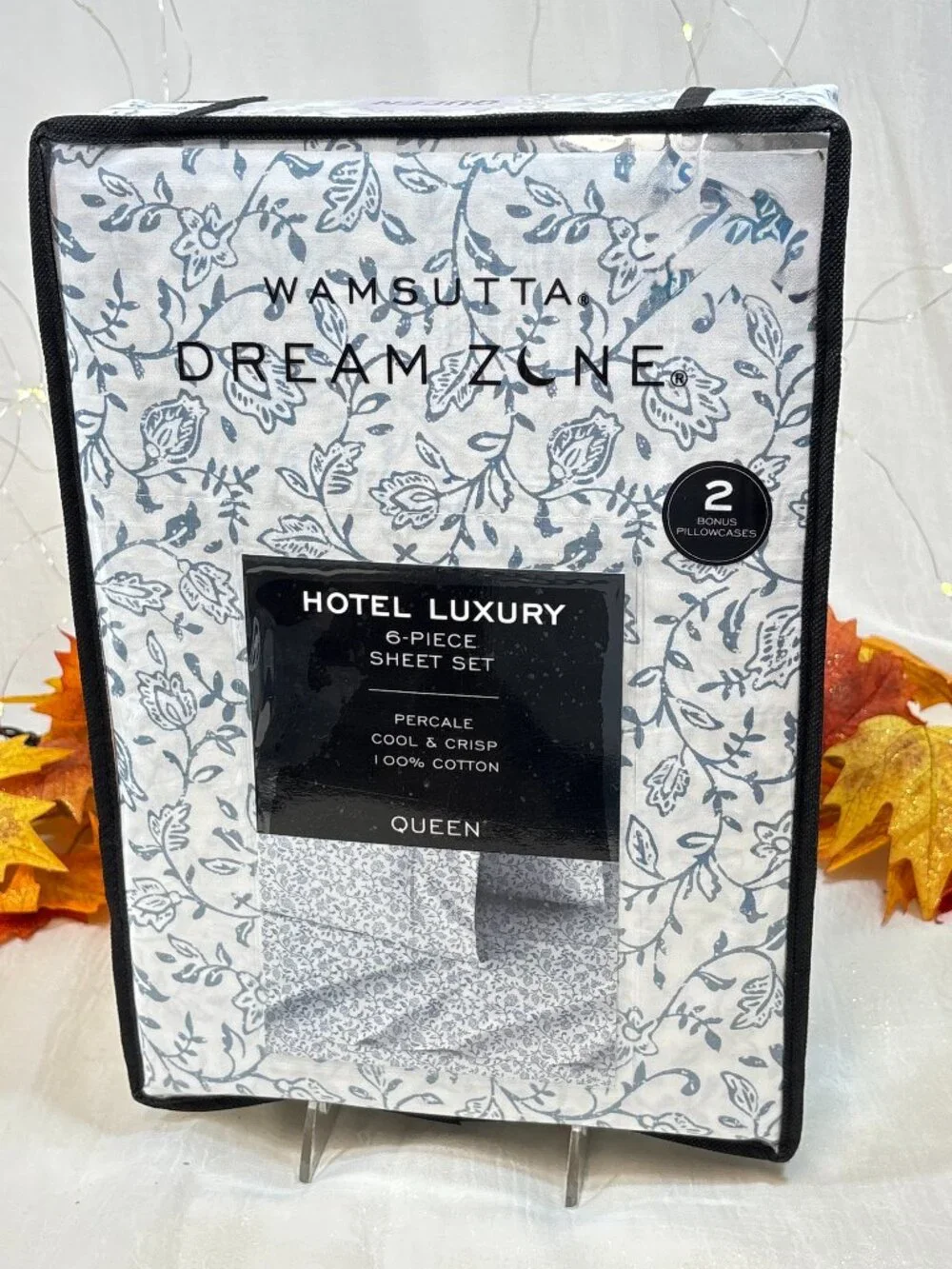 Wamsutta Dream Zone Hotel Luxury QUEEN Sheet Set White Floral Cotton Percale 6PC