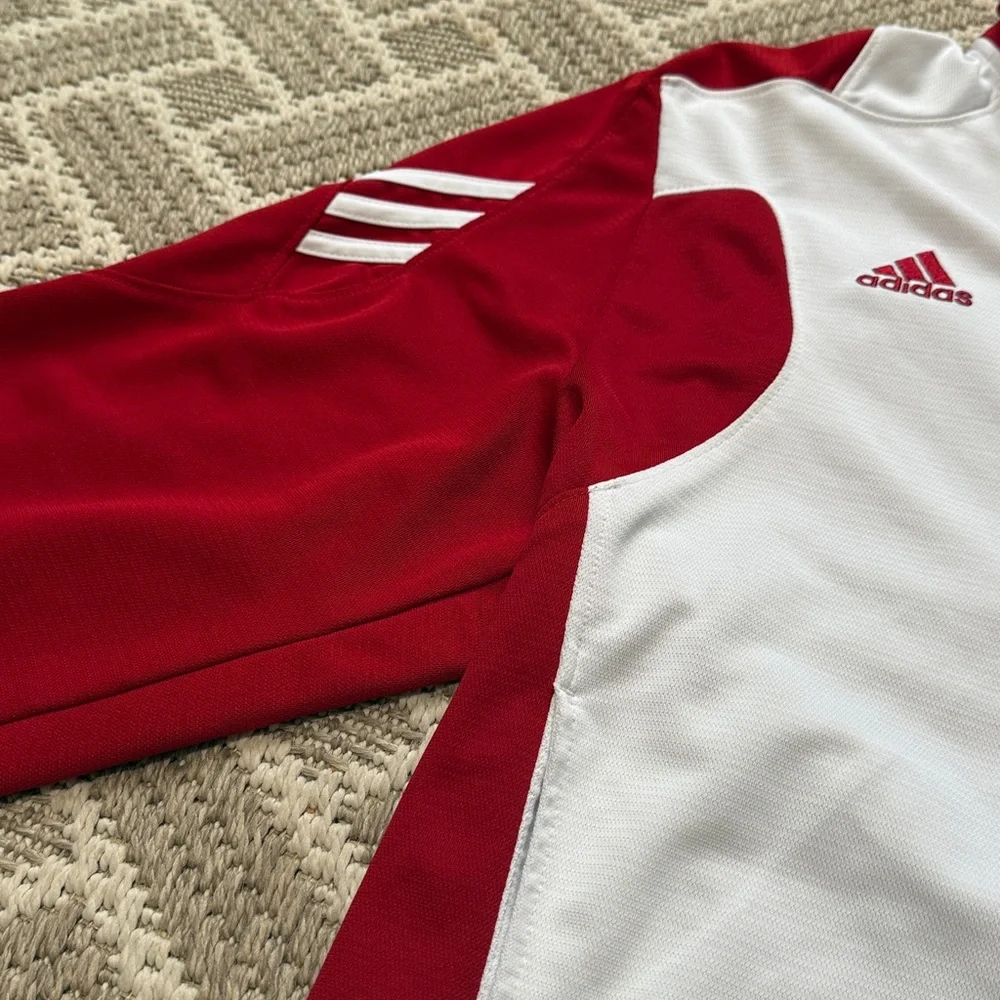 Adidas Red and White Track Jacket with Cal Logo