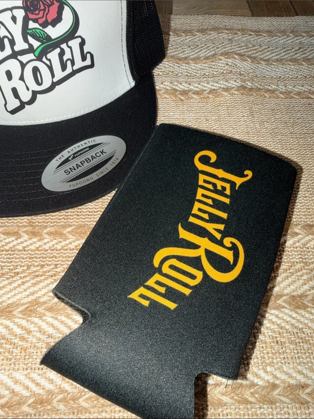 Jelly Roll Concert SnapBack Hat & Koozie’s Just a Little Right and Wrong
