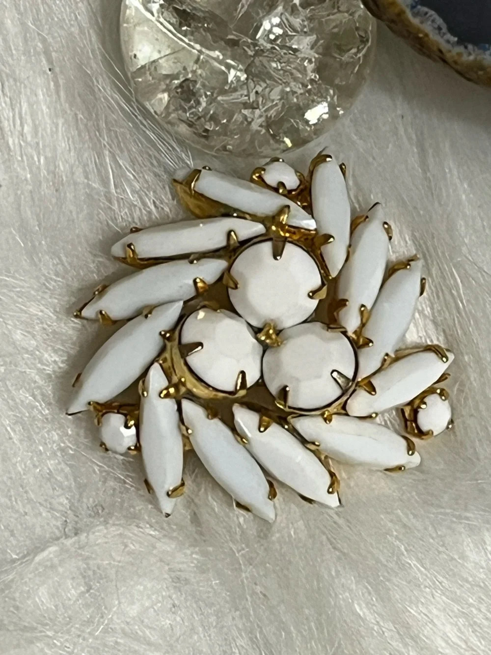 Vintage Milk Glass Brooch