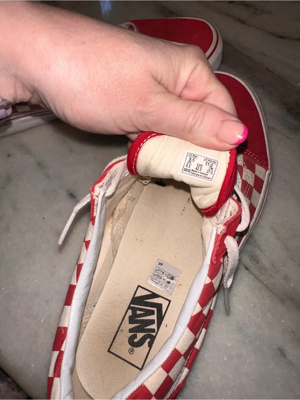 Vans Mens Size‎ 9.5 Red Checkerboard Low-Top Sneakers