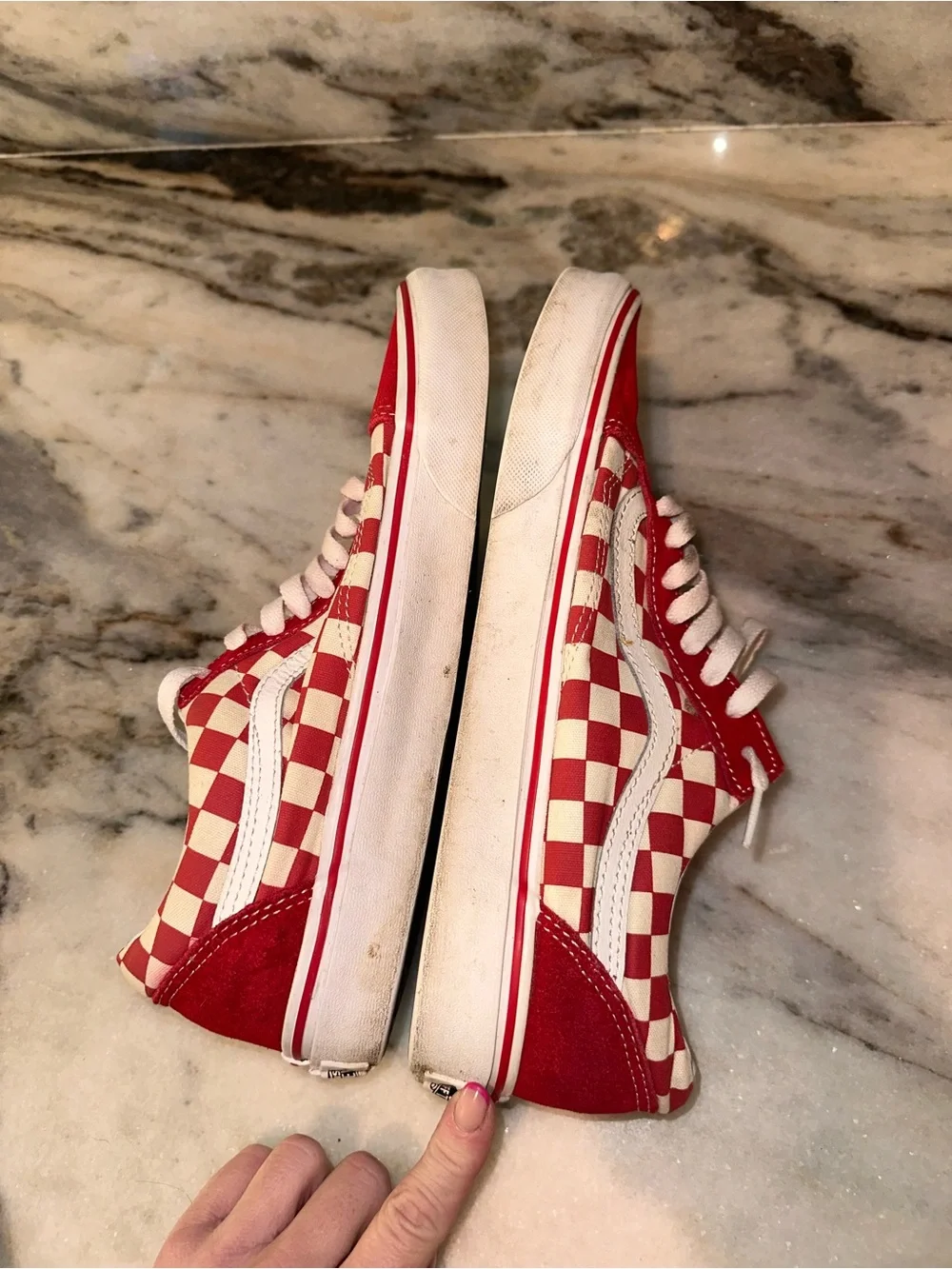Vans Mens Size‎ 9.5 Red Checkerboard Low-Top Sneakers