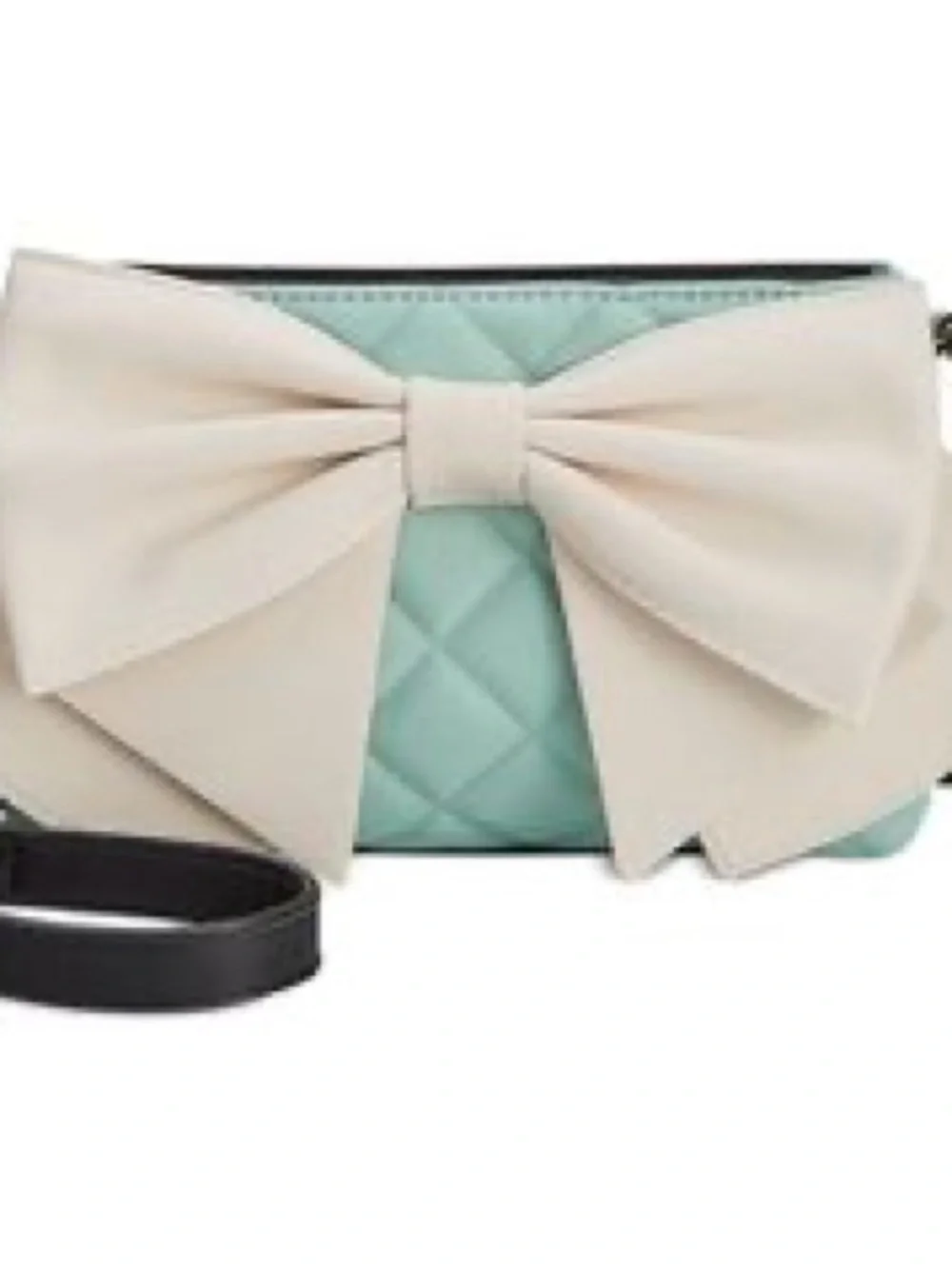 Betsey Johnson Mint Quilted Crossbody with Cream Bow