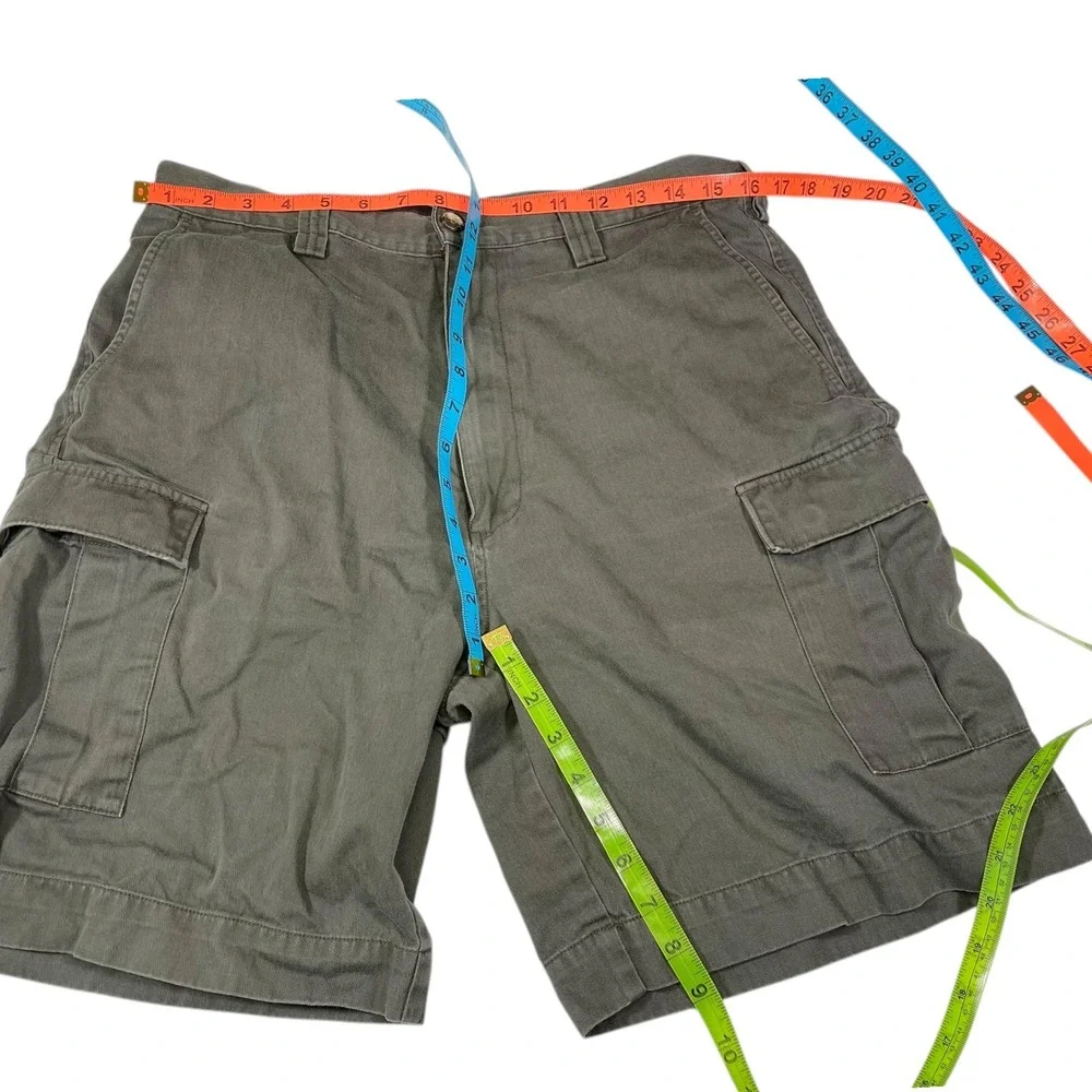 Haggar 34 Olive Green Cargo Shorts Cotton Utility Pockets Gorpcore Hiking Rugged