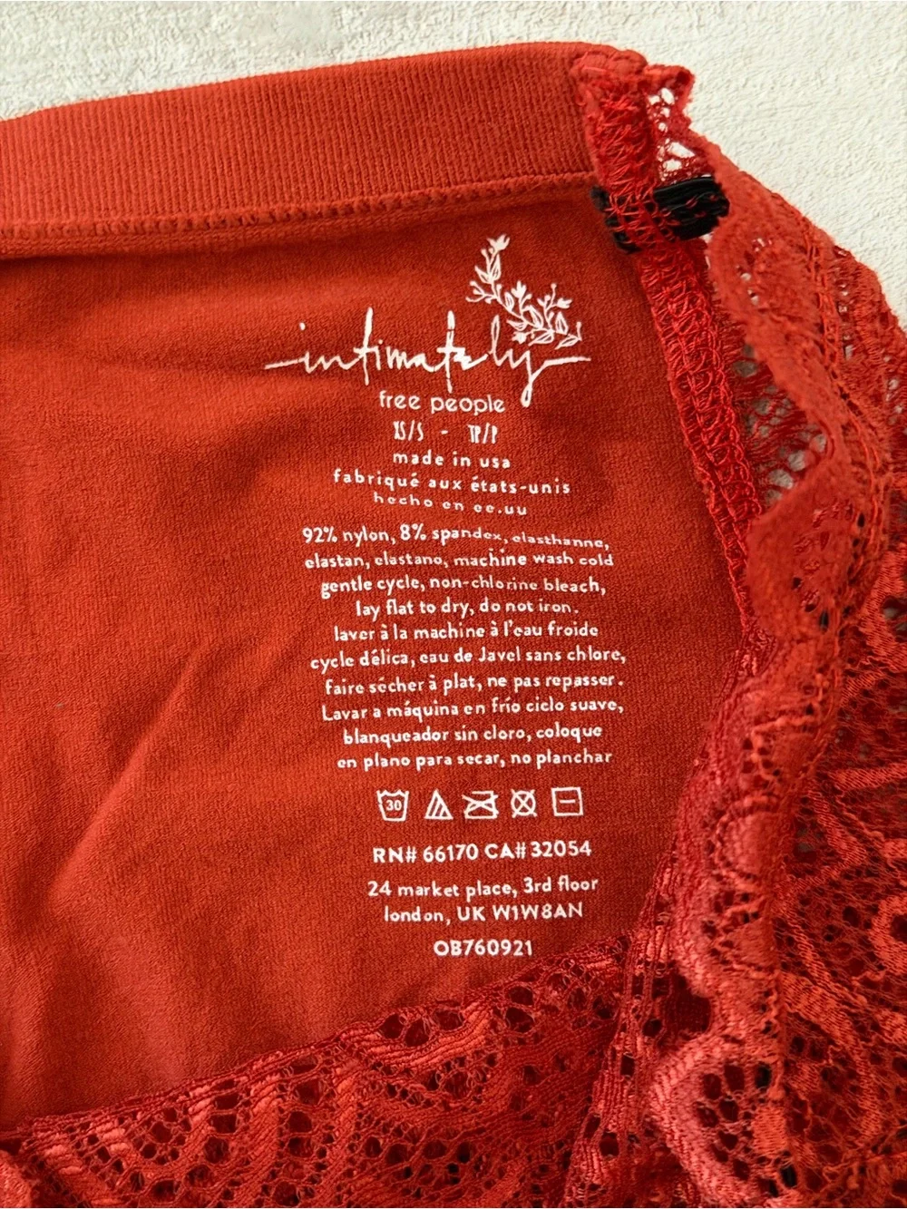 NWOT | Intimately x Free People | Lace Bandeau Bralette Rust Red - Size XS/S