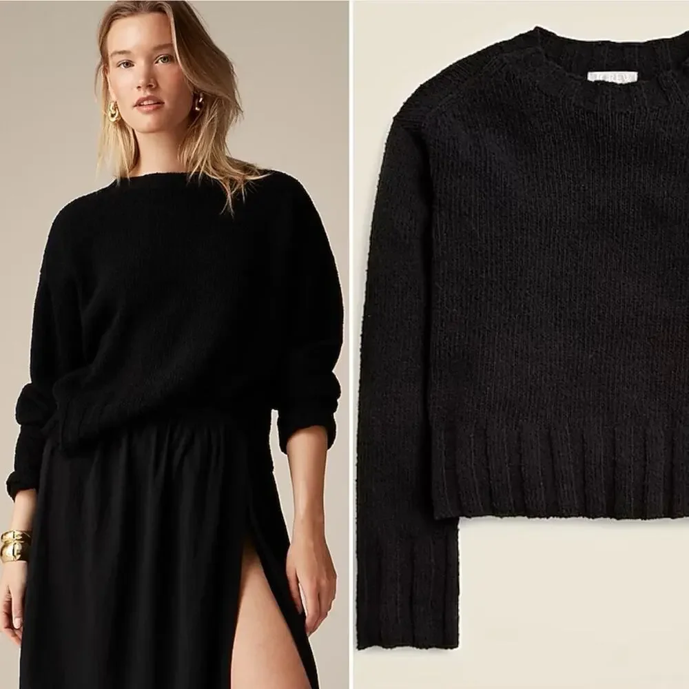 J.CREW Cotton Turtleneck Sweater Black Chunky Knit Ribbed Cuff Hem Soft XXS NEW