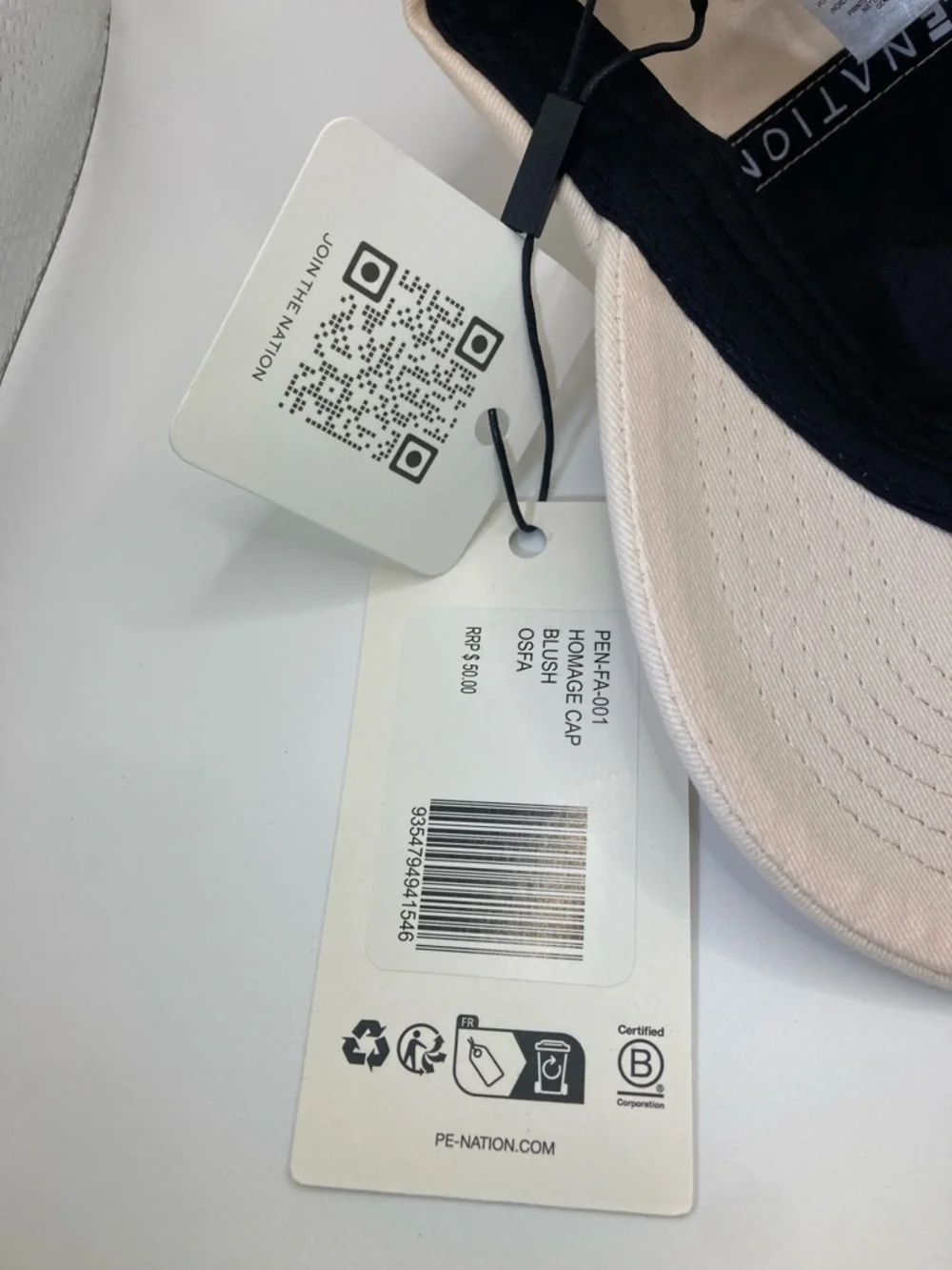 P.E Nation Homage Baseball Cap in Blush - NWT OSFA