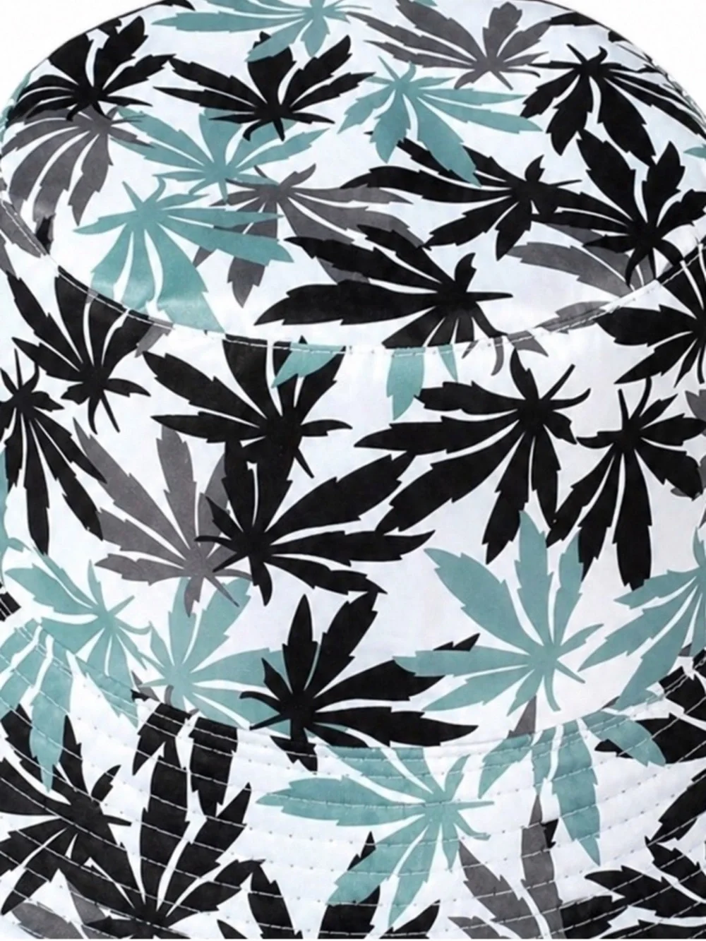 Reversible Bucket Hat Cannabis Leaf Print Black Blue Cotton Unisex NWOT