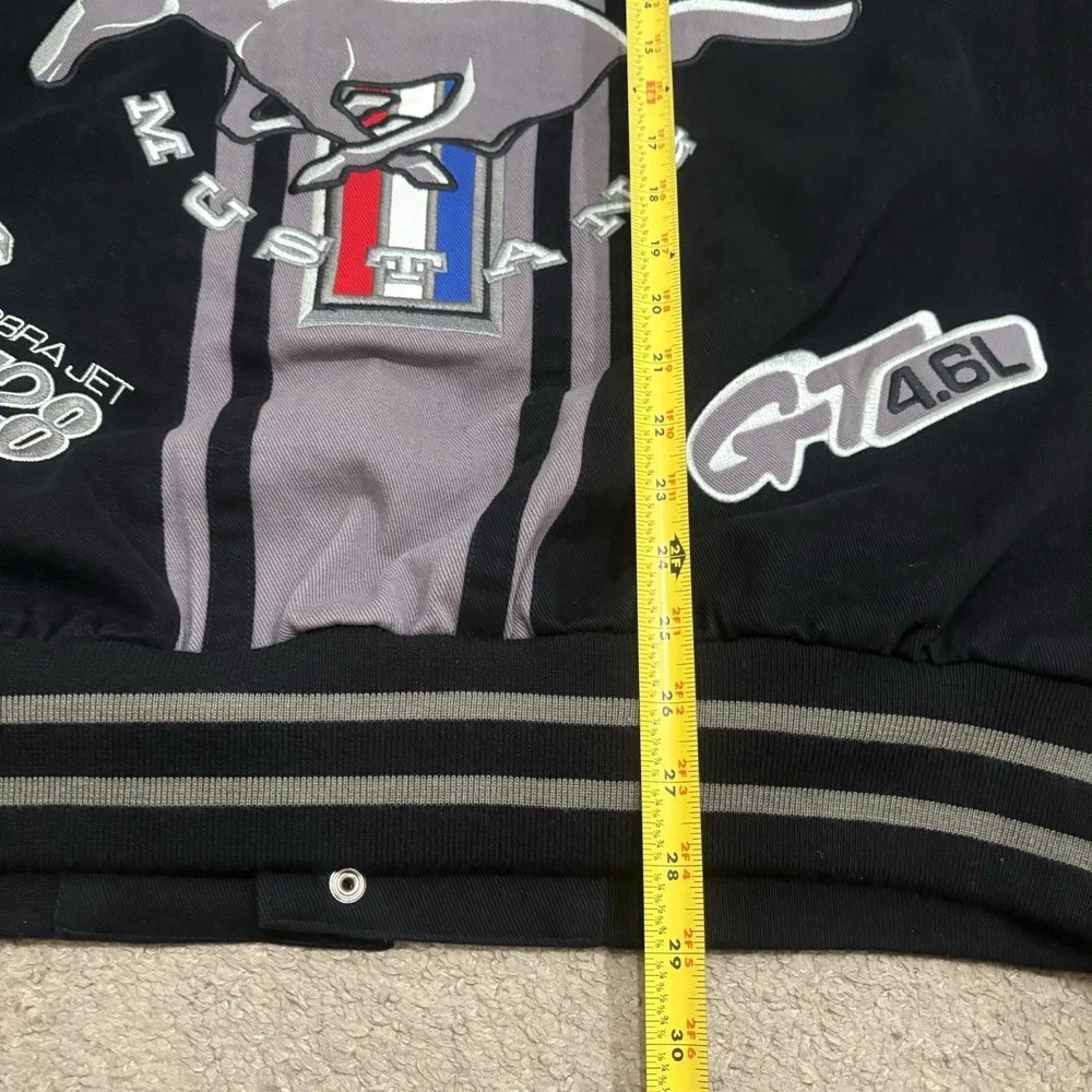 JH Design Ford Mustang Racing Jacket Men's XL Black Cotton SVTCobra Boss302