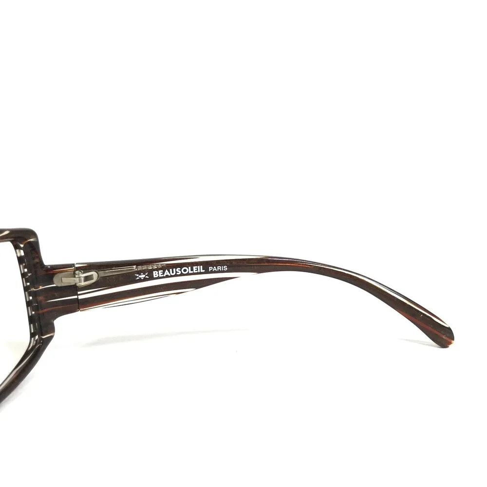 Beausoleil Eyeglasses Frames 213 226 Brown Clear Striped Horn Cat Eye 58-17-130