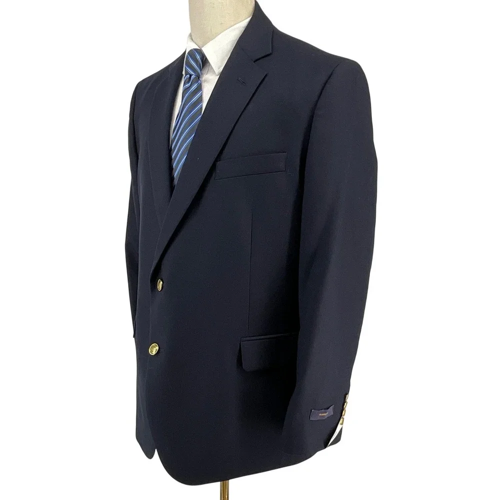 NWT Stafford Executive Classic Fit Blazer Navy Wool Men 48 REG Gold Buttons‎