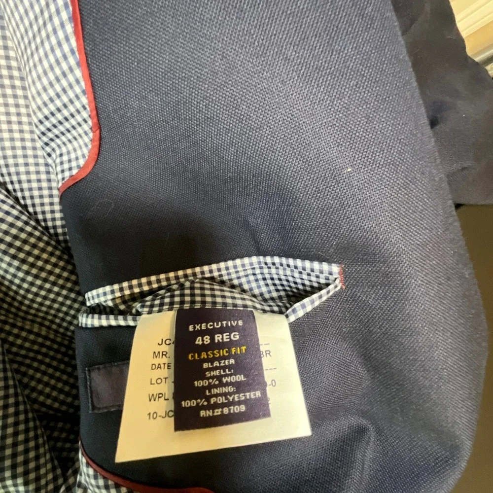 NWT Stafford Executive Classic Fit Blazer Navy Wool Men 48 REG Gold Buttons‎