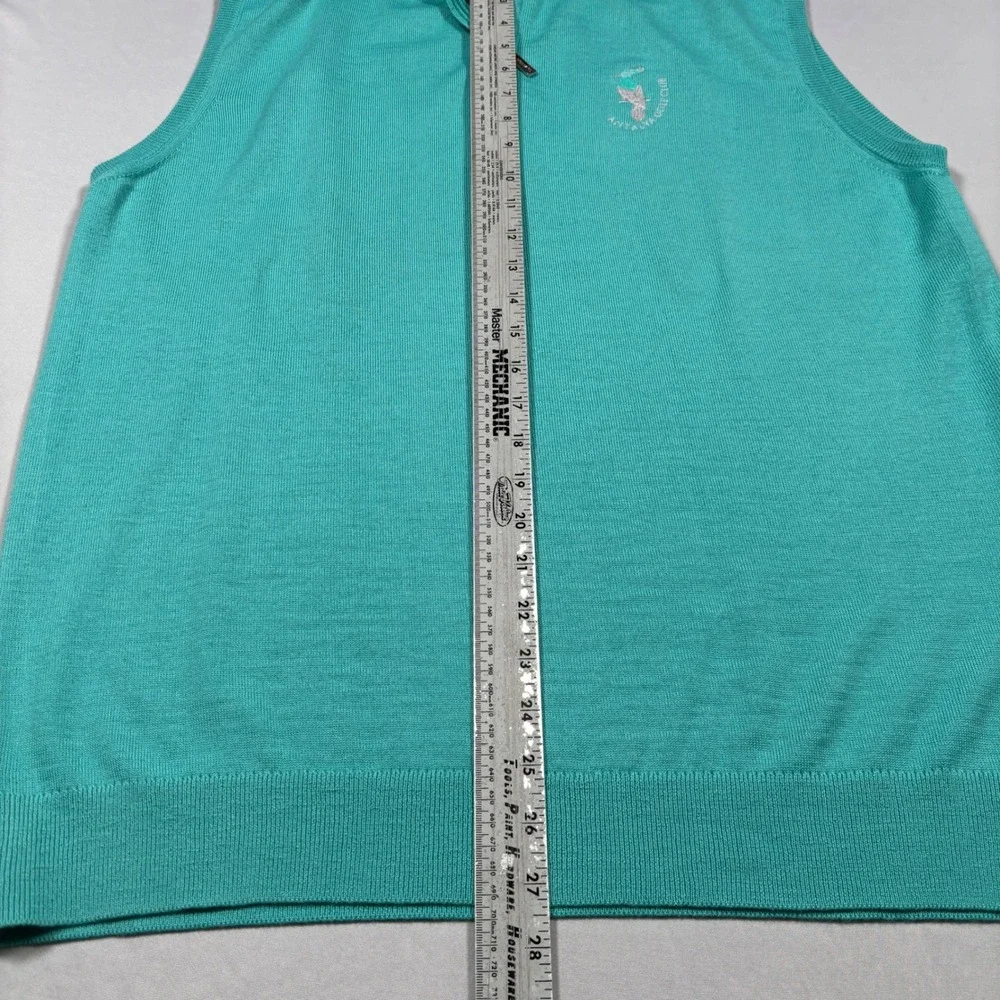 Calvin Klein Golf Vest Mens XL Teal Green Merino Wool Blend 1/4 Zip Antalya Club