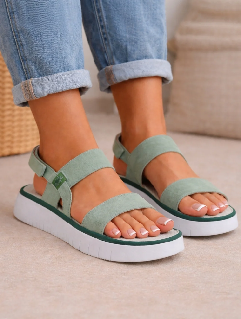 Fly London CURA318FLY Cupido Jade Green Sling-Back Sandals