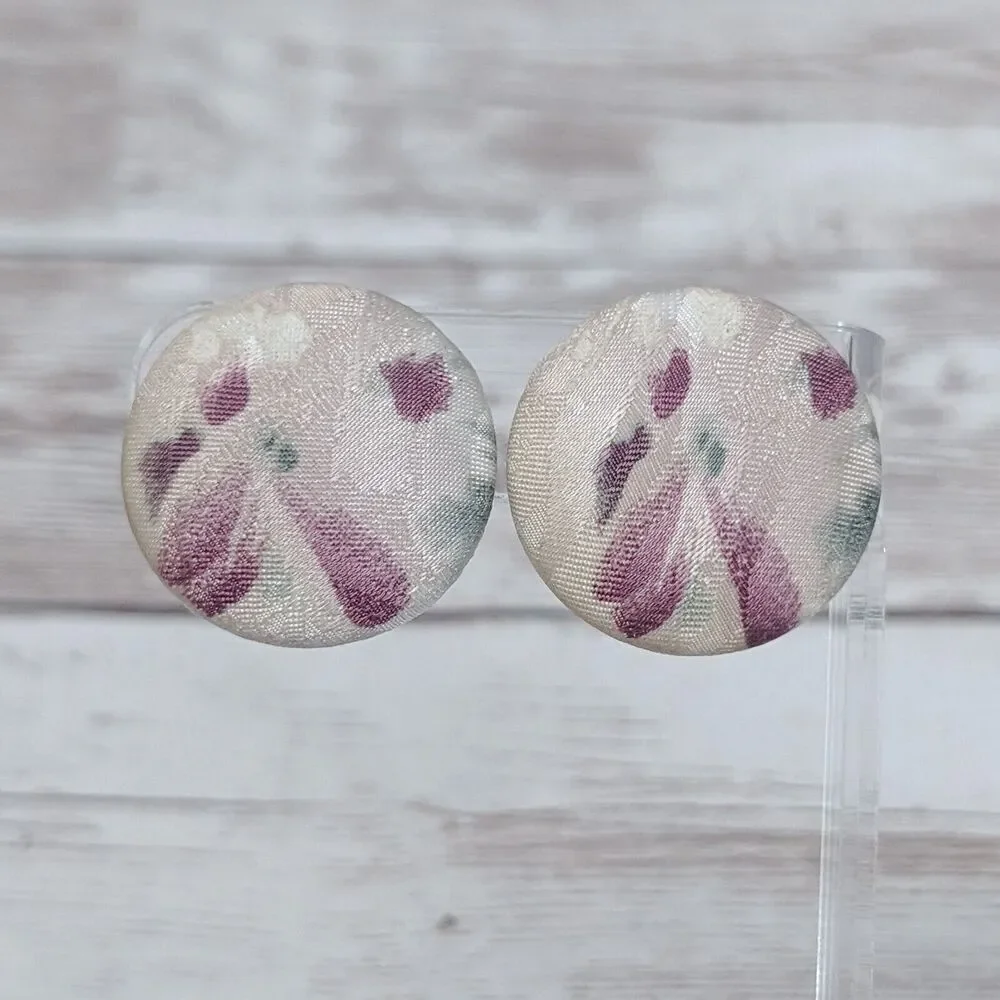 Vintage Clip On Earrings - Fabric Button Style 1 & 1/8